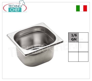 Bacinelle Gastronorm GN 1/6 in acciaio inox, dim.mm.176x162