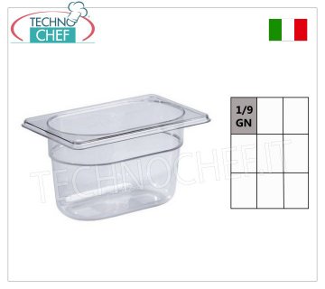 Bacinella Gastronorm GN 1/9 in policarbonato, dim.mm.176x108