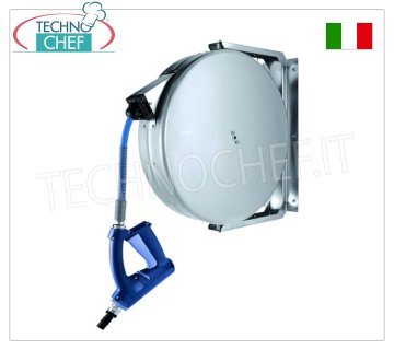 Idropistola con tubo a riavvolgimento automatico su telaio basculante