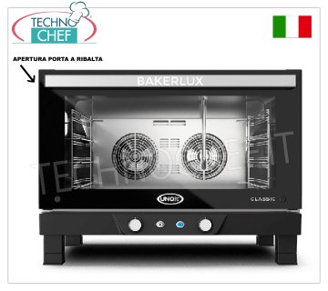 UNOX - Forno Convezione elettrico per 4 Teglie da mm.600x400 - APERTURA PORTA a RIBALTA - dim.mm.800x752x595h