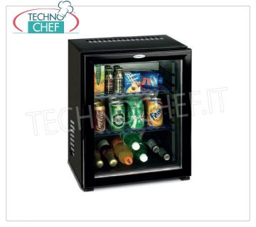 Technochef - Frigor Minibar per camera albergo con porta vetro, lt.30, Frigor Minibar per camera albergo con porta vetro,  capacità 30 lt, temperatura +8°/+14°C, V.230/1, Kw.0,06, Peso 13 Kg, dim.mm.512x419x423h