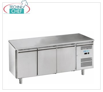 Forcold -  Tavolo Refrigerante, Temp.-18°/-22°C, 3 Porte, con Monoblocco, Sistema plug-in, Classe E, Gas R290, mod.M-GN3100BT-FC Tavolo Congelante Freezer 3 Porte, con Monoblocco, Sistema plug-in, capacità lt.417, temperatura -18°/-22°C, ventilato, Gastronorm 1/1, ECOLOGICO in Classe E, Gas 290, V.230/1, Kw.0,675, Peso 117 Kg, dim.mm.1795x700x850h