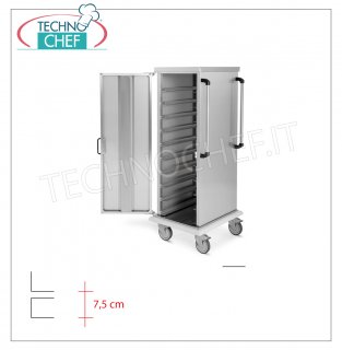 Carrello Armadiato Neutro per 15 teglie o griglie Gastro-Norm 2/1 - guide a C - Passo 7,5 cm Carrello Armadiato Neutro per 15 vassoi o teglie Gastro-Norm 2/1 con guide a C -passo 7,5 cm, dimensioni mm 720x770x1420h