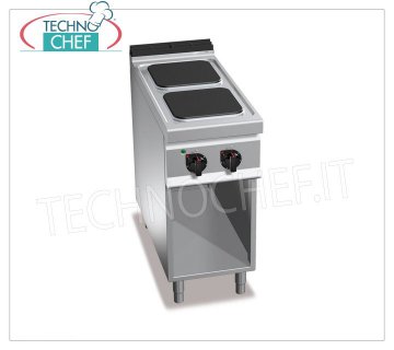 TECHNOCHEF - CUCINA ELETTRICA 2 PIASTRE su VANO a GIORNO,  mod. E9PQ2M CUCINA ELETTRICA 2 PIASTRE su VANO a GIORNO, BERTOS  Linea MAXIMA 900, Serie HIGH POWER, con 2 piastre QUADRE da mm 300x300, COMANDI INDIPENDENTI, 6 livelli di potenza, V.400/3+N, Kw 7,00, Peso 56 Kg, dim.mm.400x900x900h