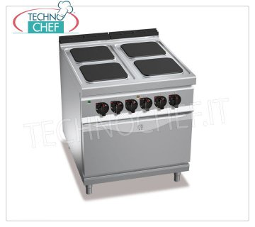 TECHNOCHEF - CUCINA ELETTRICA 4 PIASTRE su FORNO ELETTRICO GN 2/1,  mod. E9PQ4+FE CUCINA ELETTRICA 4 PIASTRE su FORNO ELETTRICO GN 2/1, BERTOS  Linea MAXIMA 900, Serie HIGH POWER, con 4 piastre QUADRE da mm 300x300, COMANDI INDIPENDENTI, 6 livelli di potenza, V.400/3+N, Tot. Kw 21,5, Peso 138 Kg, dim.mm.800x900x900h