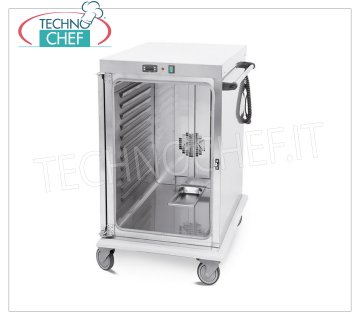 Technochef - CARRELLO CALDO VENTILATO di Mantenimento in Temperatura 10 TEGLIE GN 1/1, Mod.3411-10GS CARRELLO CALDO Ventilato per Mantenimento  in Temperatura, capacità 10 TEGLIE GN 1/1 (mm.325x530), temp.+65°/+90° - SUPPORTI con GUIDE STAMPATE passo 5,5 mm, UMIDIFICATORE, V.230/1, Kw.1,6, dim.mm.480x800x1100h