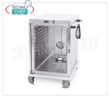 Technochef - CARRELLO CALDO VENTILATO di Mantenimento in Temperatura 10 TEGLIE GN 2/1, Mod.3421-10GS CARRELLO CALDO Ventilato per Mantenimento in Temperatura, capacità 10 TEGLIE GN 2/1 (mm 650x530), temp.+65°/+90° - SUPPORTI con GUIDE STAMPATE passo 5,5 mm,  UMIDIFICATORE, V.230/1, Kw.1,6, dim.mm.720x920x1100h