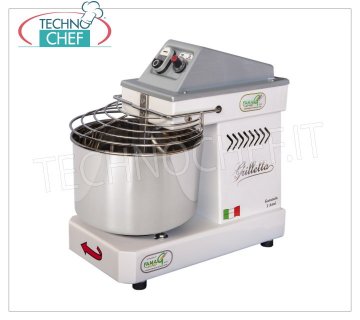 FAMAG - Grilletta, Impastatrice a Spirale da 5 Kg, 10 VELOCITA' , mod. IM5/230/10V HH (ALTE IDRATAZIONI) Impastatrice a Spirale Professionale FAMAG GRILLETTA con testa e vasca fissa da 7 litri, capacità d'impasto 5 Kg, 10 VELOCITA', per IMPASTI ALTE IDRATAZIONI, V 230/1, kW 0,35, Peso 27 Kg, dim. mm 450x260x430h