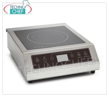 Technochef - PIASTRA ad INDUZIONE DIGITALE da 3500 Watt, SUPERFICIE INDUTTIVA Ø da 120 a 260 mm PIASTRA ad INDUZIONE da tavolo, SUPERFICIE INDUTTIVA: diametro da 120 a 260 mm, temperatura regolabile da 35°C a 240°C, comandi digitali, V.230/1, Kw.3,5, Peso 5,7 Kg, dim.mm.340x435x120h