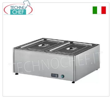 Technochef - BAGNOMARIA ELETTRICO da TAVOLO, Capacità 2 x GN 1/1, mod.358.A Bagnomaria elettrico da tavolo, capacità 2 bacinelle GN 1/1 - h 150 mm (escluse), termostato digitale 30-90°C, V.230/1, Kw.2,00, dim.mm.700x580x300h