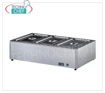 Technochef - BAGNOMARIA ELETTRICO da TAVOLO, Capacità 3 x GN 1/1, mod.359.A Bagnomaria elettrico da tavolo, capacità 3 bacinelle GN 1/1 - h 150 mm (escluse), termostato digitale 30-90°C, V.230/1, Kw.2,00, dim.mm.1050x580x300h