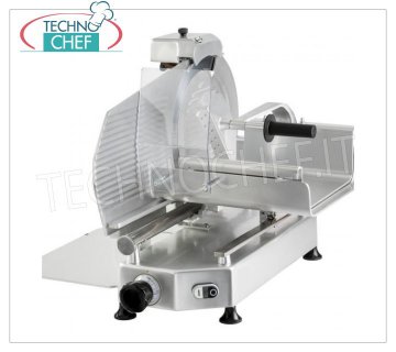 TECHNOCHEF -  AFFETTATRICE VERTICALE per CARNE, lama Ø 350 mm, Professionale, Affettatrice verticale con carrello carne, lama diametro 350 mm, in lega d'alluminio, completa di affilatoio lama fisso, V 230/1, Kw 0,300, Peso 43 Kg, dim.mm.650x650x640h