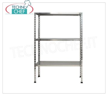 Scaffali Componibili Inox, Ripiani Asolati, Montaggio a Bullone - Moduli H 150 con varie Profondità. 