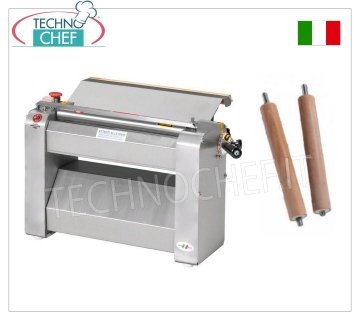 Sfogliatrice ROGA per pasta con Rulli da 40 cm, Professionale, Mod.SF400 Sfogliatrice per pasta con rulli inox LUNGHI 400 mm, V 400/3, kW 0,60, dim. mm 640x350x400h