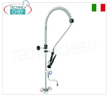 Rubinetto Miscelatore monoforo con canna a metà asta, maniglie rotonde e doccia sospesa