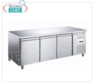 Technochef - Tavolo Frigo Refrigerato, 4 Porte, lt.553, Temp.-2°/+8°C