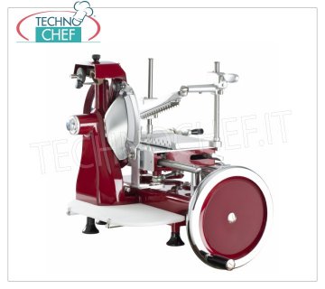 TECHNOCHEF - AFFETTATRICE  MANUALE a VOLANO, lama Ø 250 mm, Professionale Affettatrice manuale a VOLANO Verticale Salumi, lama diametro 250 mm, Colori di Serie: ROSSO, NERO, CREMA o Personalizzabile su richiesta,  dim.mm.520x680x510h.