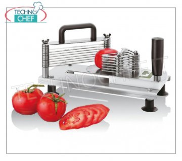 Tagliaverdure manuali Affetta Pomodori in acciaio inox, lavabile in lavastoviglie, spessore di taglio 5,5 mm, dimensioni mm 300x140x180h