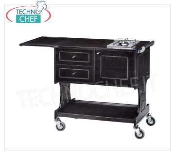 Forcar - CARRELLO FLAMBE' in LEGNO con 2 FUOCHI SEPARATI, Mod.CL2752