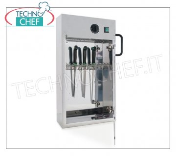 Sterilizzatori per coltelli e utensili STERILIZZATORE COLTELLI a RAGGI UV da parete in ACCIAIO INOX, capacità 12 COLTELLI, Kw.0,16, dim.mm.360x130x670h