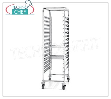 Carrello Portateglie Pizza-Pasticceria per 15 Teglie da mm 600x400, CARRELLO PORTATEGLIE INOX, con 15 coppie Guide, passo 80 mm, per 15 Teglie da mm 600x400, dim.mm.690x515x1695h