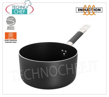 Technochef - CASSERUOLA ALTA 1 manico in Alluminio ANTIADERENTE per INDUZIONE CASSERUOLA ALTA  1 manico in ALLUMINIO ANTIADERENTE con FONDO per INDUZIONE 10 mm, diametro 160 mm, altezza 80 mm, capacità lt.1,7.