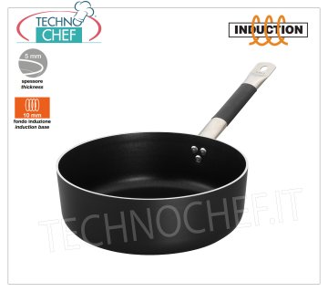 Technochef - CASSERUOLA BASSA 1 manico in Alluminio ANTIADERENTE per INDUZIONE CASSERUOLA BASSA 1 manico in ALLUMINIO ANTIADERENTE con FONDO per INDUZIONE 10 mm, diametro 200 mm, altezza 70 mm, capacità lt.2,5.