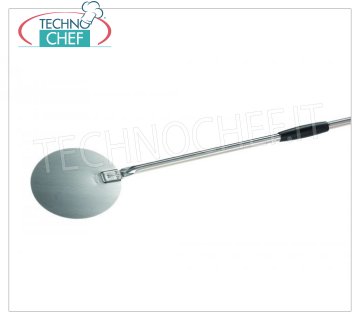 GIMETAL - Palettino per Pizza Tondo Inox, versione LISCIO, Mod.85905 Palino Pizza TONDO per girare e sfornare, versione LISCIO, realizzato in ACCIAIO INOX, con manico ed impugnatura scorrevoli in plastica nera, diametro mm 200, lunghezza manico 1500 mm.