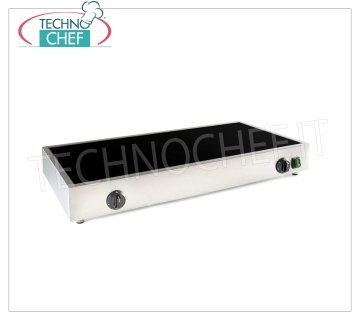 TECHNOCHEF - Scalda Piadine Elettrico Professionale in Vetroceramica doppio, Mod.999.1896 Scalda Piadine ELETTRICO in VETROCERAMICA a 2 ZONE di COTTURA, con REGOLATORI di ENERGIA, adatta a piadine precotte, V.230/1, Kw.2x1,7, dim.mm.800x400x90h