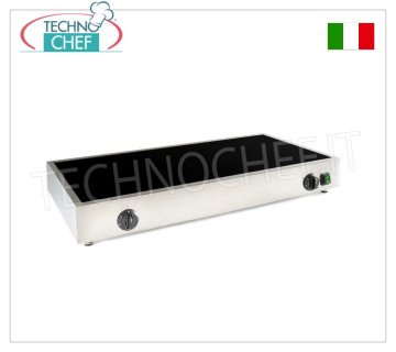 TECHNOCHEF - Scalda Piadine Elettrico Professionale in Vetroceramica doppio, Mod.999.1896 Scalda Piadine ELETTRICO in VETROCERAMICA a 2 ZONE di COTTURA, con REGOLATORI di ENERGIA, adatta a piadine precotte, V.230/1, Kw.2x1,7, dim.mm.800x400x90h