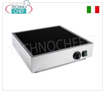 TECHNOCHEF - Scalda Piadine Elettrico Professionale in Vetroceramica, Mod.999.1898 Scalda Piadine ELETTRICO in VETROCERAMICA con REGOLATORE di ENERGIA, adatta a piadine precotte, V.230/1, Kw.1x1,7, dim.mm.400x400x90h