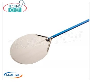 Gi.Metal - Pala pizza tonda in alluminio, Linea Azzurra, lunghezza manico cm 150 Pala pizza tonda in alluminio, Linea Azzurra, leggera, flessibile e resistente, diametro 300 mm, lunghezza manico 1500 mm.