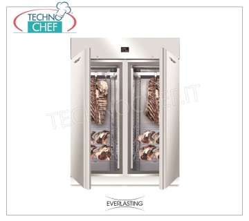 ARMADIO FROLLATURA CARNE,  Inox, 2 PORTE, capacità Max Kg 300, mod. STG MEAT 1500 INOX Everlasting - ARMADIO Frollatura-Maturazione Carne in ACCIAIO INOX 304, 2 PORTE, Gas R 452a, Temp. -2°/+10° C, ﻿Capacità Kg. 300, Dim. mm 1500x850x2080h