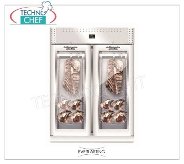 ARMADIO FROLLATURA CARNE, Inox, 2 PORTE VETRO, capacita' Max Kg 300, mod. STG MEAT 1500 VIP Everlasting - ARMADIO Frollatura-Maturazione Carne in Acciaio INOX, 2 PORTE con VETRO, Gas R 452a, Temp. +0°/+10° C, ﻿Capacità Kg. 300, Dim. mm 1500x850x2080h