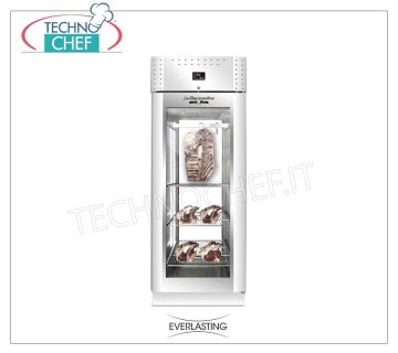 ARMADIO FROLLATURA CARNE, Inox, 1 Porta VETRO, carico Max 150 Kg, mod. STG MEAT 700 PANORAMA Everlasting - ARMADIO Frollatura-Maturazione Carne in Acciaio INOX, 1 PORTA a VETRO, Gas R 452a, Temp. +0°/+10° C, ﻿Capacità Kg. 150, Dim. mm 750x850x2080h