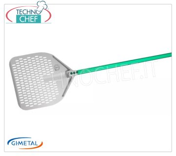 Gi.Metal - Pala pizza rettangolare in alluminio, Linea Gluten Free, lunghezza manico cm 150 Pala pizza rettangolare in alluminio, Linea Gluten Free, leggera, scorrevole e resistente, dim.mm 330x330, lunghezza manico 1500 mm.