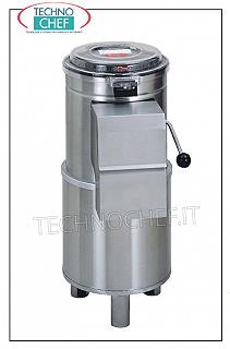 Pelapatate Pelapatate inox, capacità produttiva 360 Kg/h, carico patate 10 Kg, V.400/3, Kw.0,5, Peso 53 Kg, dim.mm.380x630x910h