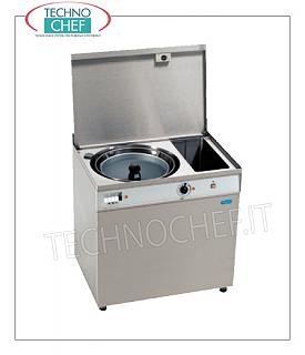 Lavaverdure-Lavacentrifughe Lavaverdura/centrifuga in acciaio inox con vasca di recupero acqua, capacità 48 litri, velocità giri/min 350, V.230/1, Kw.0,66, Peso 115 Kg, dim.mm.850x600x850h