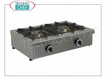 fornello gas professionale da tavolo, 2 fuochi da Kw 6,50 e 6,50 FORNELLO A GAS da TAVOLO  PROFESSIONALE con 2 FUOCHI, bruciatori rimovibili da Kw.6,5+6,5, peso 23,50 Kg, dim.mm.680x490x210h