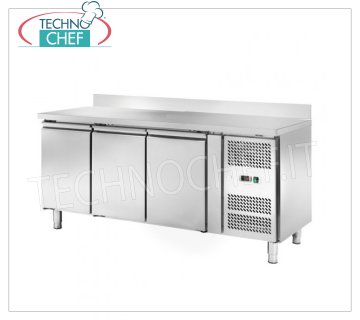 Tavolo Frigor 3 Porte ed Alzatina, Temp.-2°/+8°C, lt.339, Ventilato, Classe C, mod.AKS3204TN