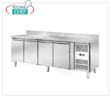 Tavolo Frigor 4 Porte ed Alzatina, Temp.-2°/+8°C, lt.449, Ventilato, Classe D, mod.AKS4204TN