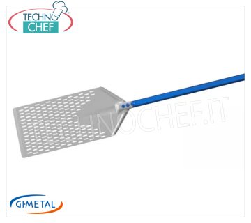 Gi-Metal - Pala forata in alluminio per pinza romana, Linea Azzurra, lunghezza manico cm 30 Pala forata in alluminio per pinsa romana, Linea Azzurra, leggera, flessibile e resistente, dim.mm 230x400, lunghezza manico 300 mm.