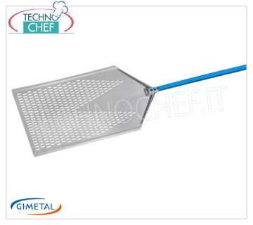 Gi-Metal - Pala pizza al metro forata in alluminio, Linea Azzurra, lunghezza manico cm 120 Pala pizza al metro forata in alluminio, Linea Azzurra, leggera, flessibile e resistente, dim.mm 300x600, lunghezza manico 1200 mm.