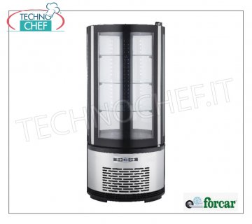 Technochef -  Vetrina FRIGO da banco con vetro tondo, 1 Porta, Statico, Temp.+2°/+8°C, Classe C, lt.100, Mod.ARC100B