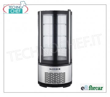 Technochef -  Vetrina FRIGO da banco con vetro tondo, 1 Porta, Statico, Temp.+2°/+8°C, Classe C, lt.100, Mod.ARC100B Espositore Rifrigerato da banco con 1 porta vetro tondo, struttura esterna acaio inox AISI 430 Statico, temperatura +2°/+8°C, capacità lt.100, Classe C, illuminazione a Led, V.230/1, Kw.0,21, Peso 50 Kg, dim.mm.480x1030h