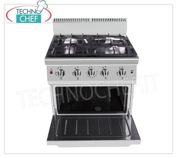 Technochef - CUCINA a GAS 4 FUOCHI su FORNO a GAS, Kw.29,00