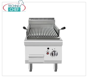 Technochef - GRIGLIA a PIETRA LAVICA da BANCO, Kw.7,00 GRIGLIA a PIETRA LAVICA da BANCO, Linea 700, potenza termica Kw 7,00, dim.mm.400x700x547h