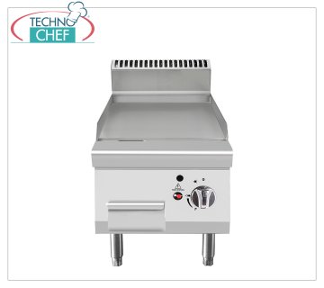 Technochef - FRY TOP a GAS con PIASTRA LISCIA da BANCO, Kw.7,00 FRY TOP a GAS con PIASTRA LISCIA  da BANCO, Linea 700, potenza termica Kw 7,00, dim.mm.400x700x547h