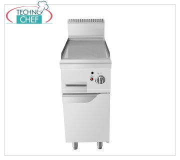 Technochef - FRY TOP a GAS con PIASTRA LISCIA su MOBILE, Kw.7,00