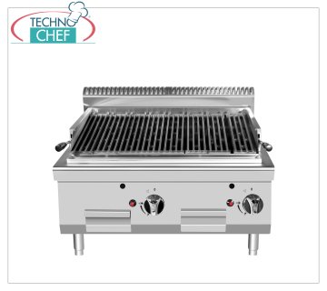 Technochef - GRIGLIA a PIETRA LAVICA da BANCO, Kw.14,00 GRIGLIA a PIETRA LAVICA da BANCO, Linea 700, potenza termica Kw 7+7, dim.mm.800x700x547h